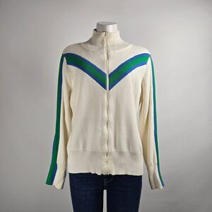 Vintage Sportek Cream Zip Up Sweater Size XL